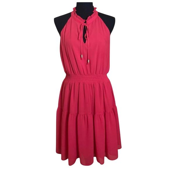Vince Camuto Tiered Ruffle Smocked Dress Size 14P Pink - Picture 1 of 1